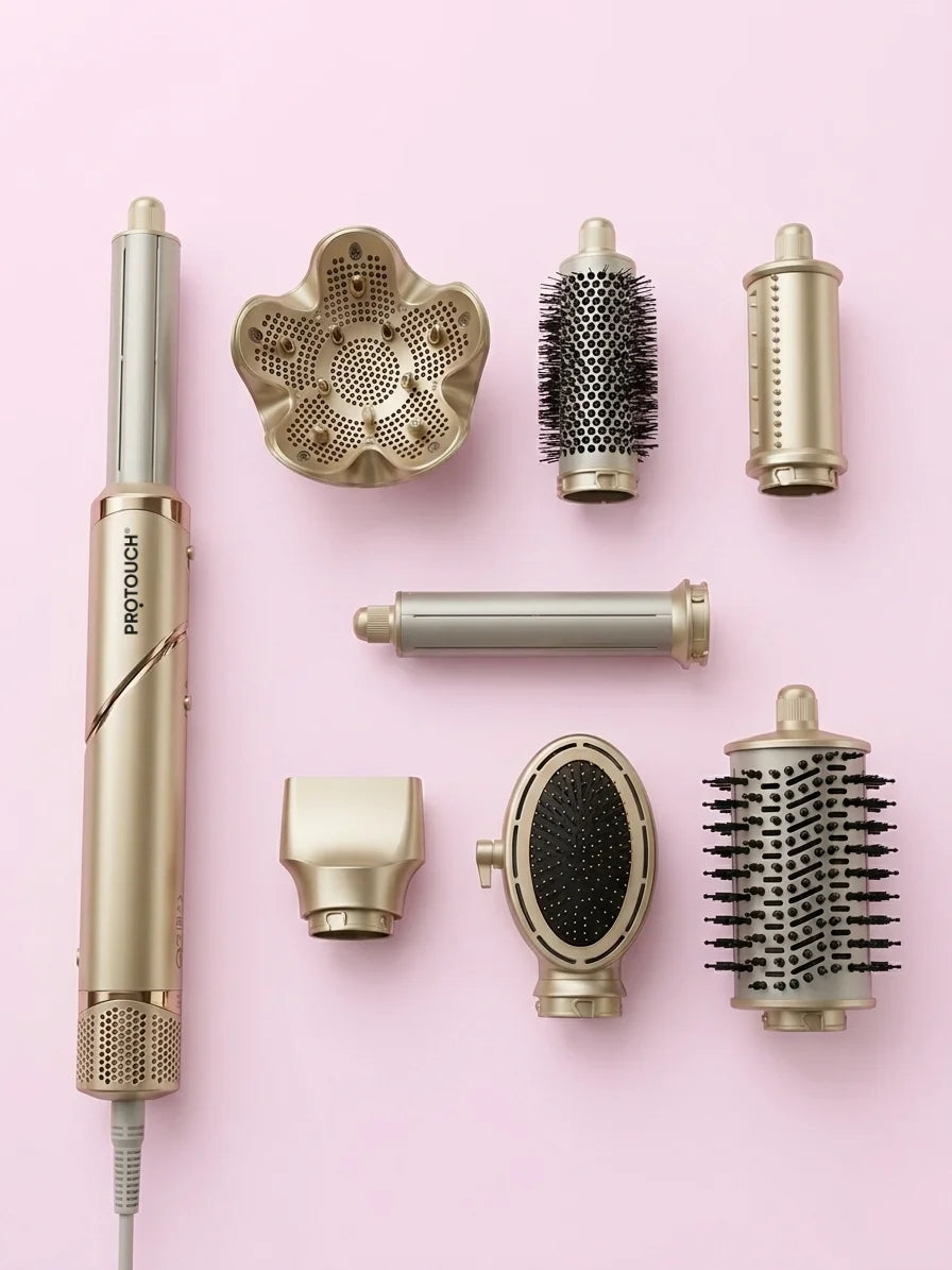 Airshot, All in 1 Hair Multi-styler | 8 Attachments | Curl, Smooth, Dry, Blow, Volume