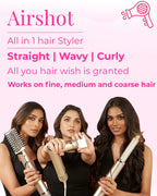 Airshot, All in 1 Hair Multi-styler | 8 Attachments | Curl, Smooth, Dry, Blow, Volume